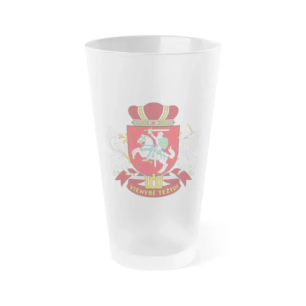 Coat of arms of the Seimas of Lithuania - Frosted Pint Glass 16oz 16oz Frosted - Go Mug Yourself