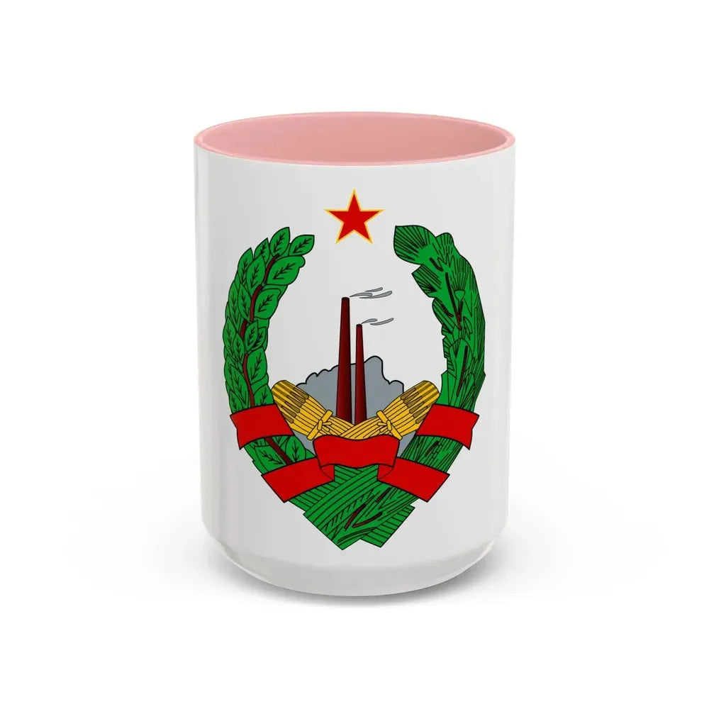 Coat of Arms of the Socialist Republic of Bosnia and Herzegovina - Accent Coffee Mug 15oz Pink - Go Mug Yourself