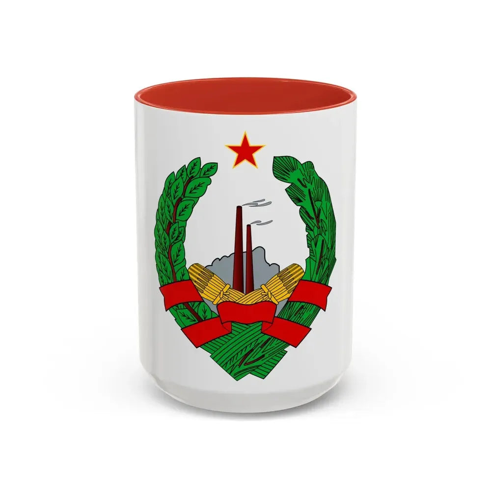 Coat of Arms of the Socialist Republic of Bosnia and Herzegovina - Accent Coffee Mug 15oz Red - Go Mug Yourself