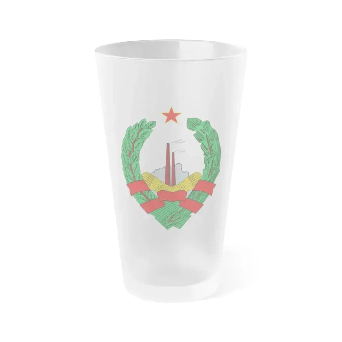 Coat of Arms of the Socialist Republic of Bosnia and Herzegovina - Frosted Pint Glass 16oz 16oz Frosted - Go Mug Yourself