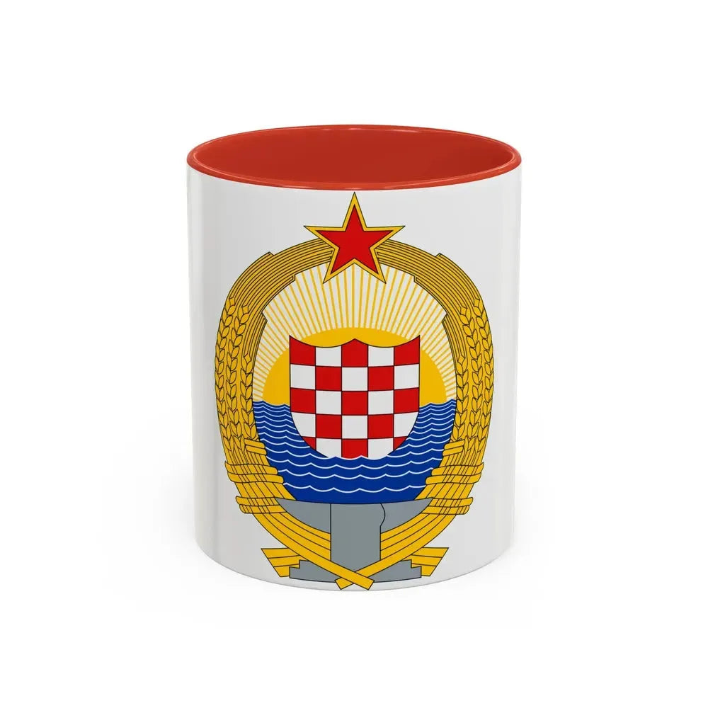 Coat of Arms of the Socialist Republic of Croatia - Accent Coffee Mug 11oz Red - Go Mug Yourself