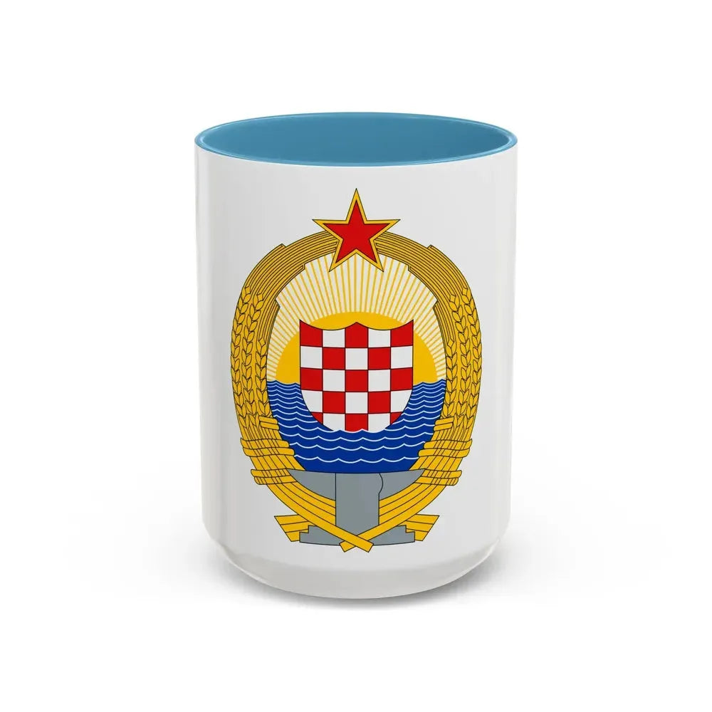 Coat of Arms of the Socialist Republic of Croatia - Accent Coffee Mug 15oz Light Blue - Go Mug Yourself
