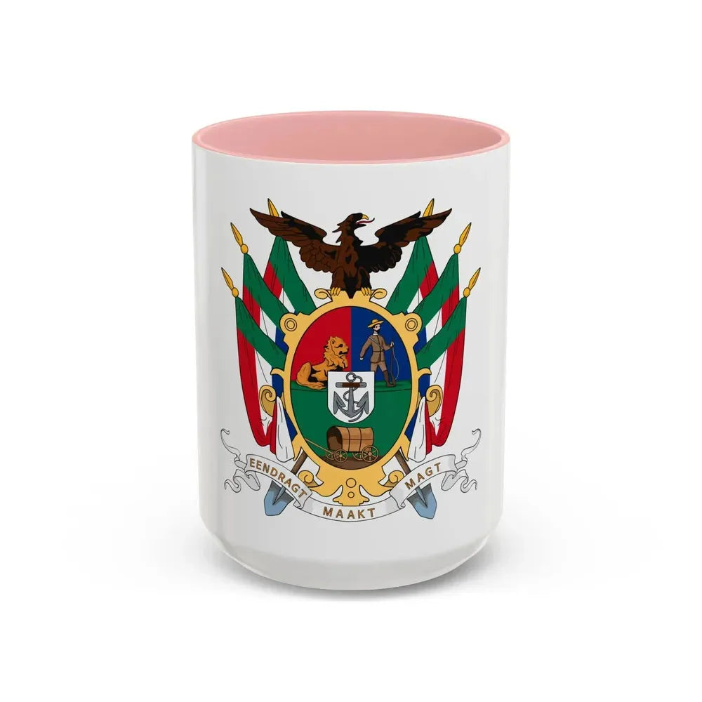 Coat of arms of the South African Republic - Accent Coffee Mug 15oz Pink - Go Mug Yourself