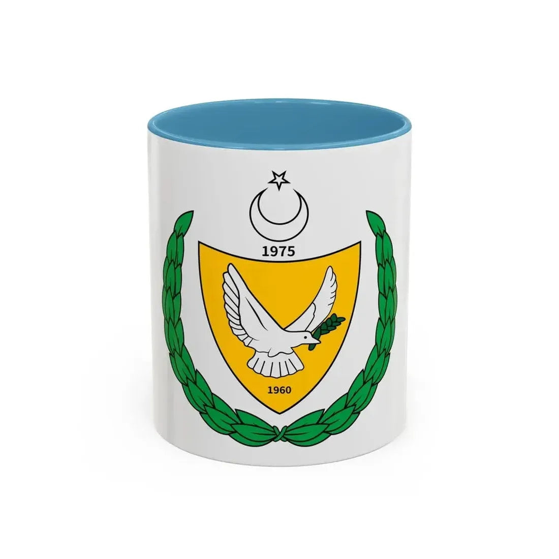 Coat of arms of the Turkish Federated State of Cyprus - Accent Coffee Mug 11oz Light Blue - Go Mug Yourself