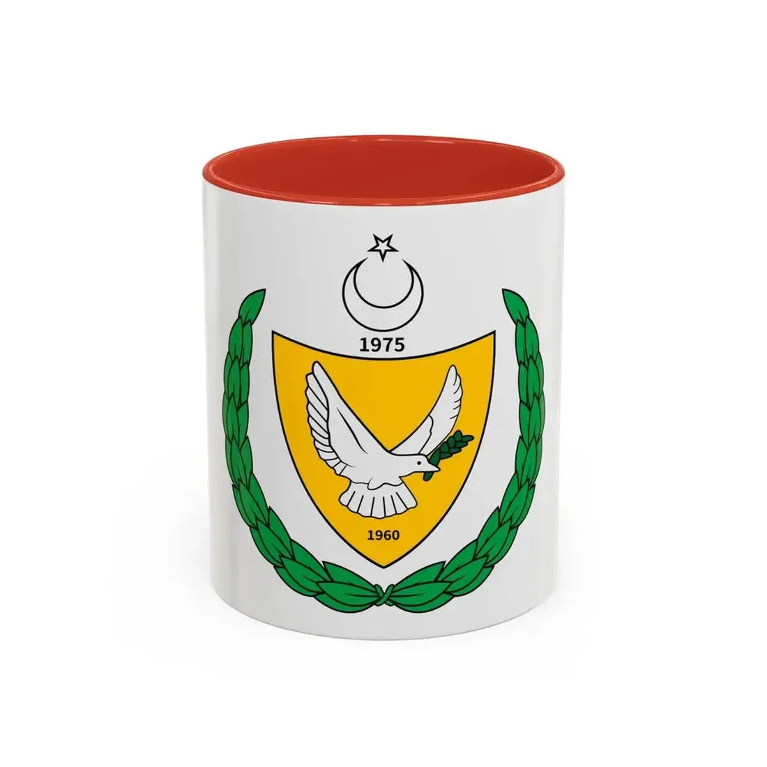 Coat of arms of the Turkish Federated State of Cyprus - Accent Coffee Mug 11oz Red - Go Mug Yourself