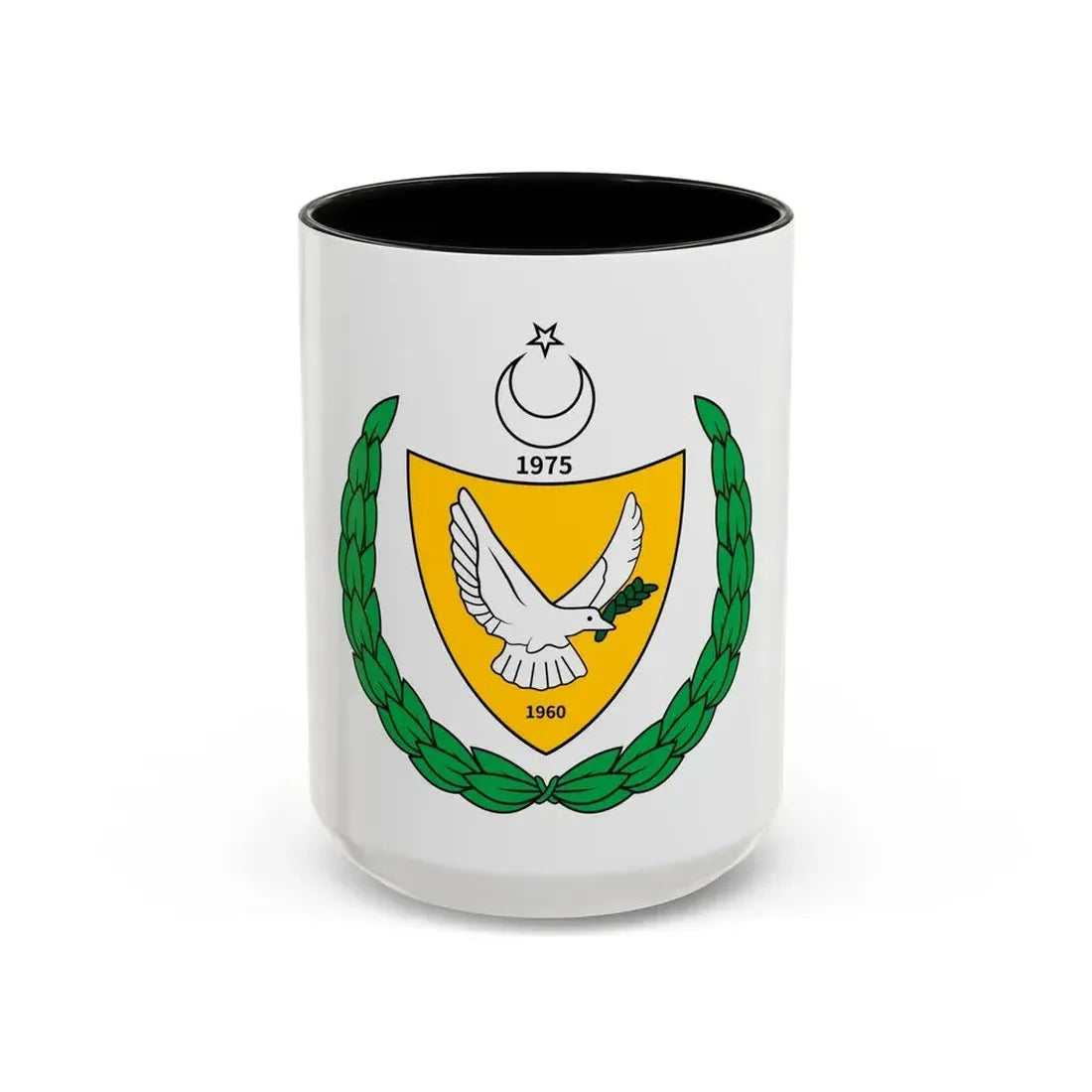 Coat of arms of the Turkish Federated State of Cyprus - Accent Coffee Mug 15oz Black - Go Mug Yourself
