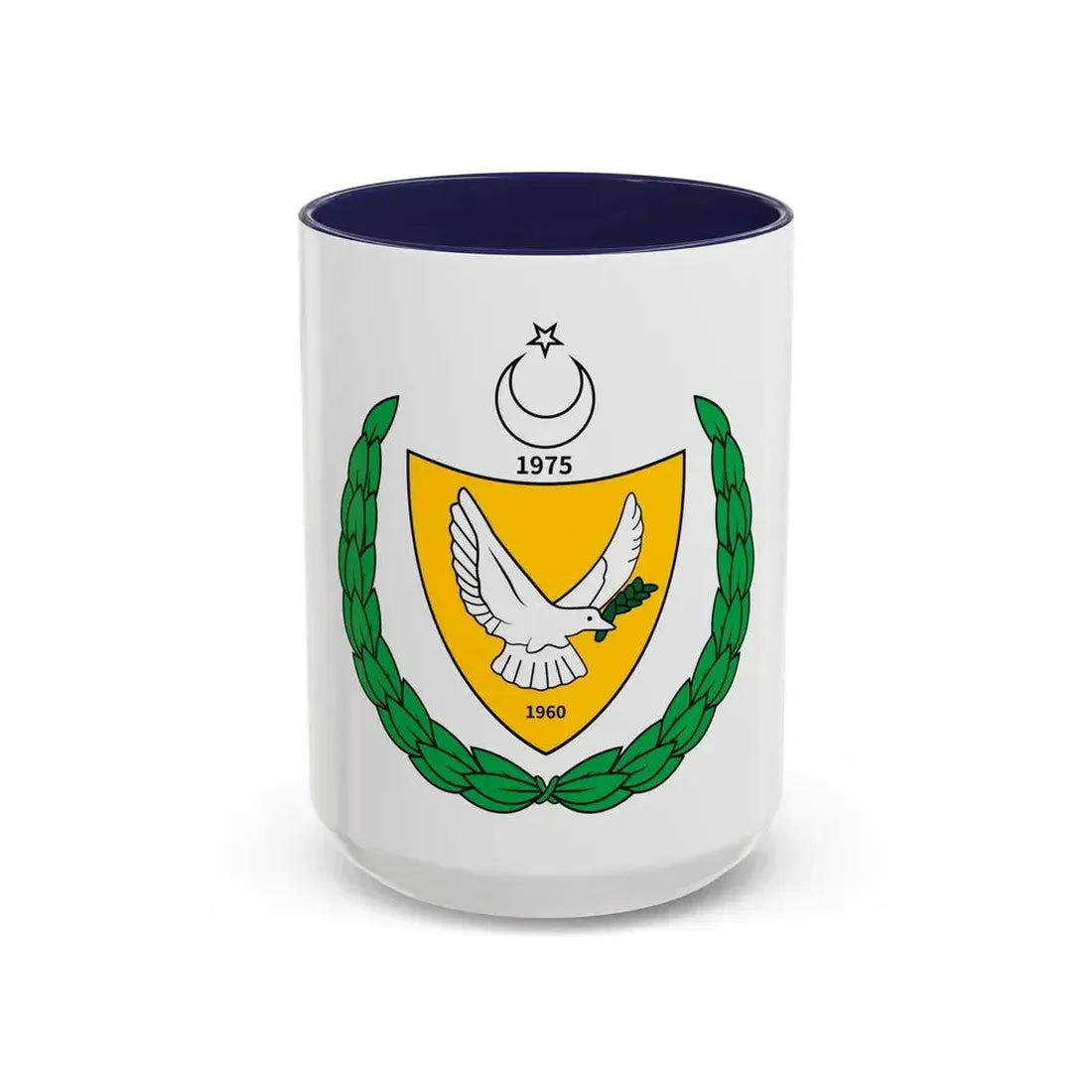 Coat of arms of the Turkish Federated State of Cyprus - Accent Coffee Mug 15oz Navy - Go Mug Yourself