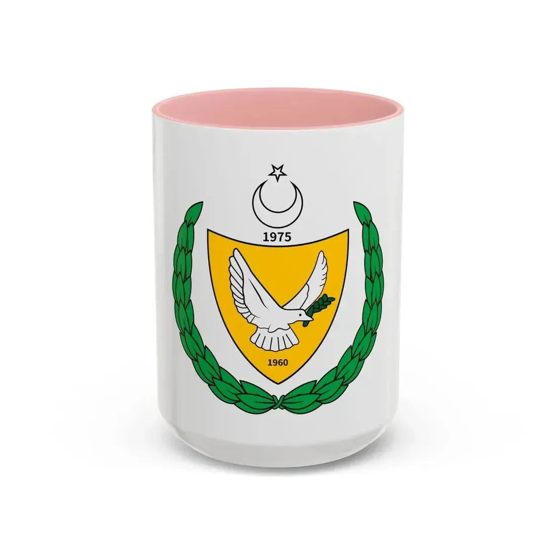 Coat of arms of the Turkish Federated State of Cyprus - Accent Coffee Mug 15oz Pink - Go Mug Yourself