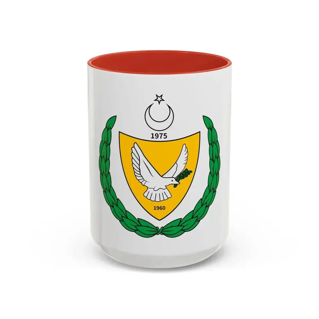 Coat of arms of the Turkish Federated State of Cyprus - Accent Coffee Mug 15oz Red - Go Mug Yourself