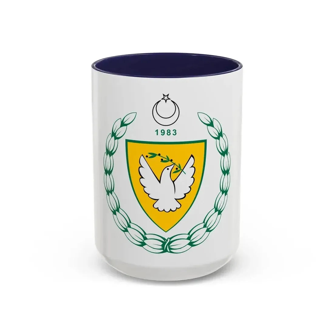 Coat of arms of the Turkish Republic of Northern Cyprus - Accent Coffee Mug 15oz Navy - Go Mug Yourself