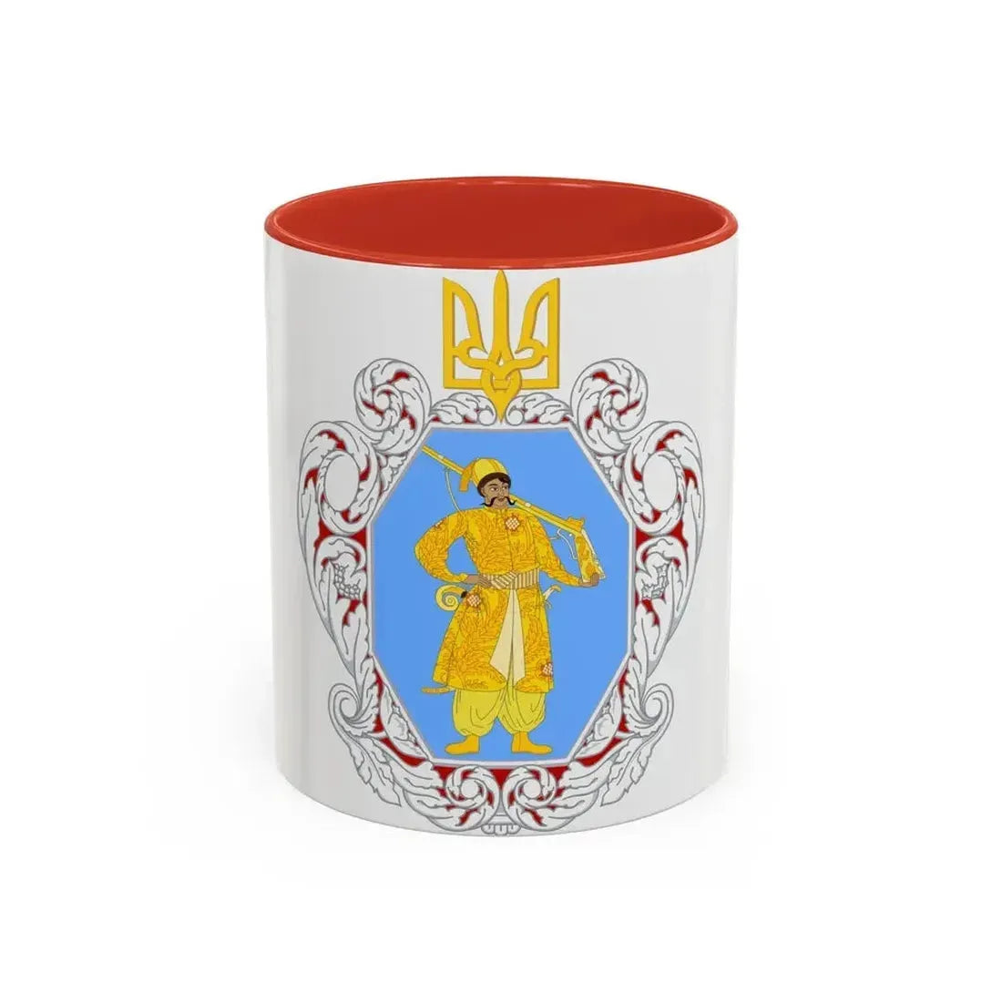 Coat of Arms of the Ukrainian State - Accent Coffee Mug 11oz Red - Go Mug Yourself