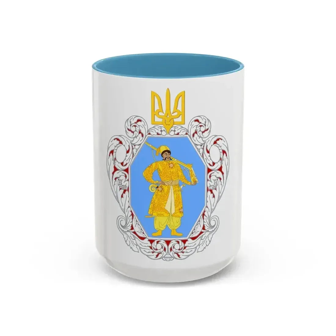 Coat of Arms of the Ukrainian State - Accent Coffee Mug 15oz Light Blue - Go Mug Yourself