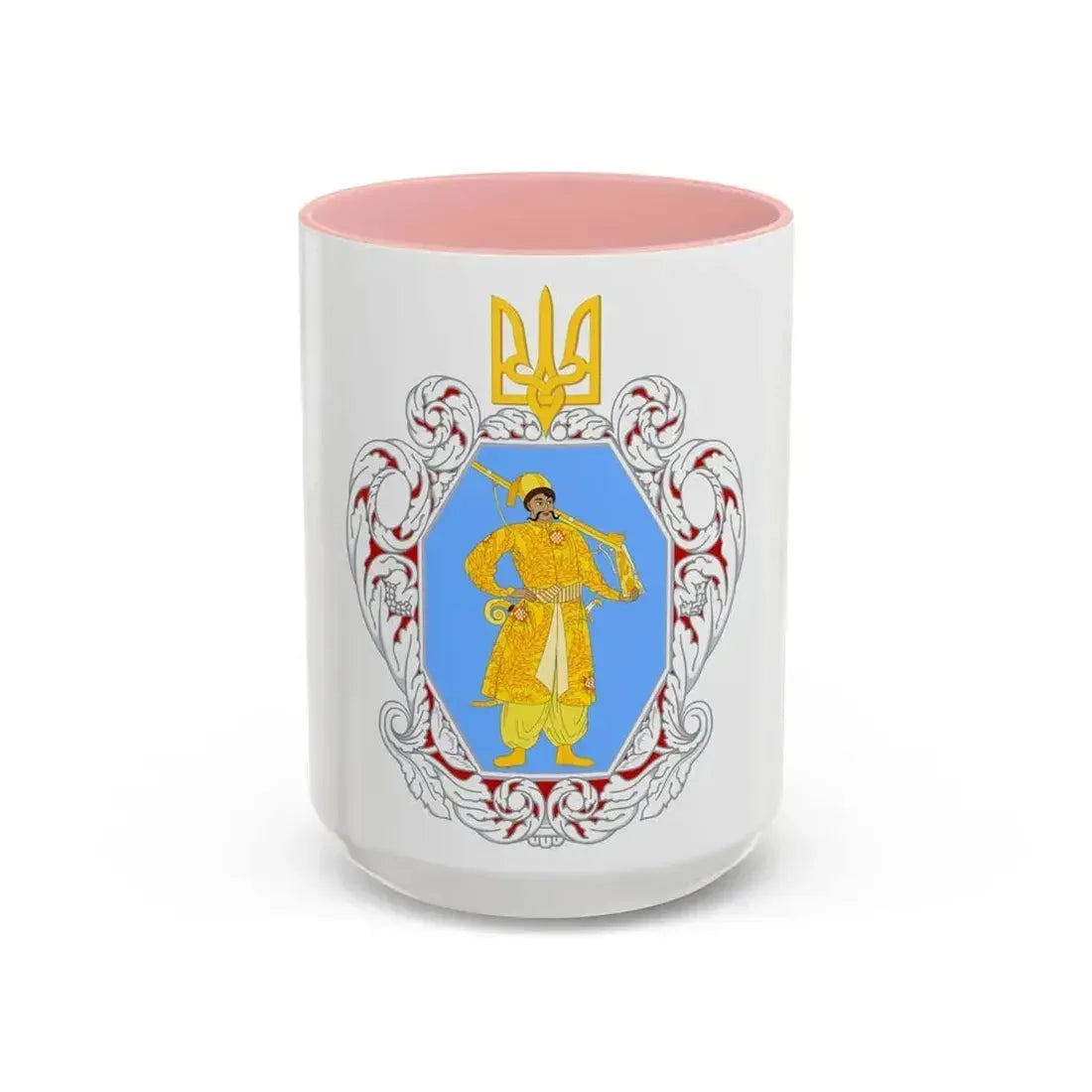 Coat of Arms of the Ukrainian State - Accent Coffee Mug 15oz Pink - Go Mug Yourself