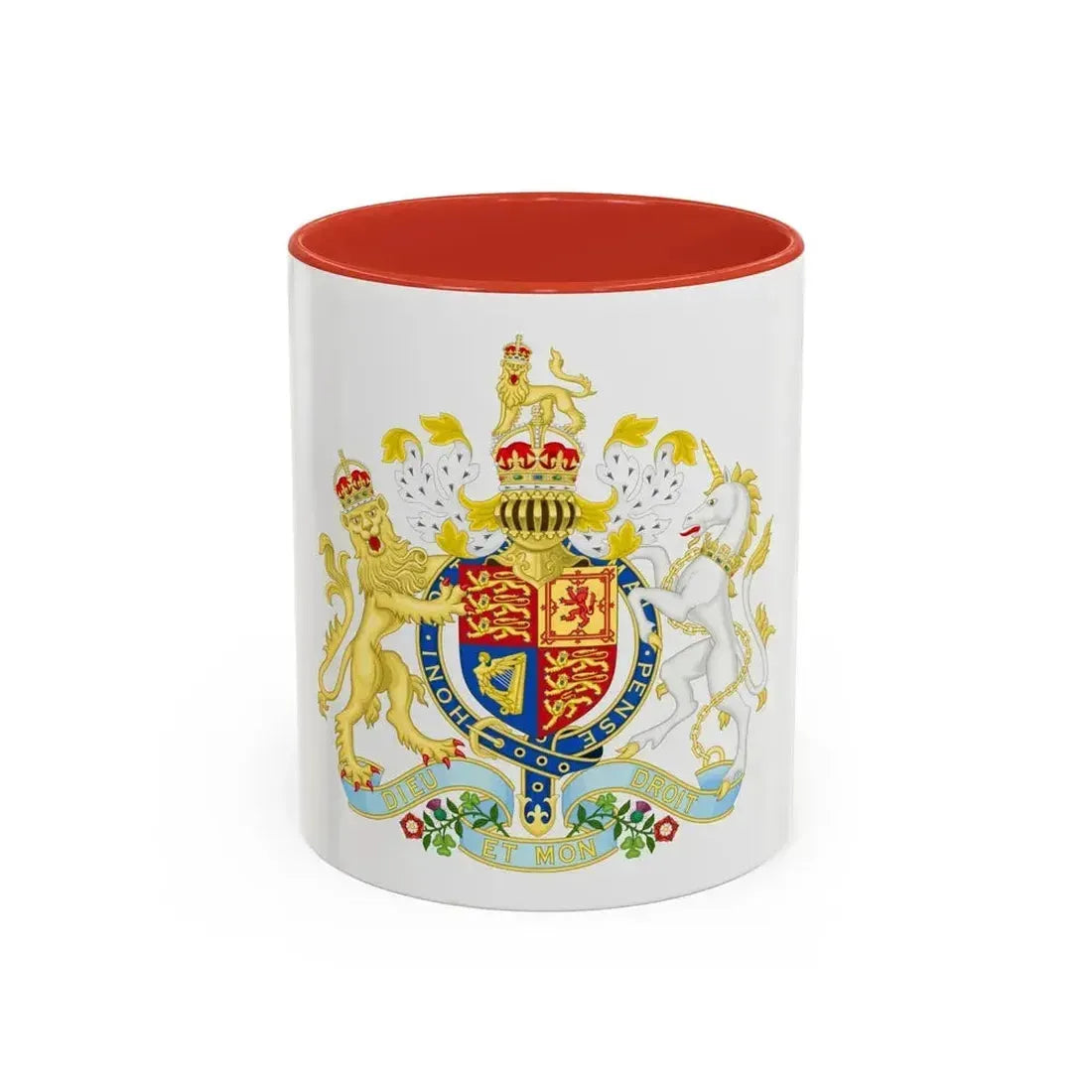 Coat of arms of the United Kingdom (1901-1952) - Accent Coffee Mug 11oz Red - Go Mug Yourself