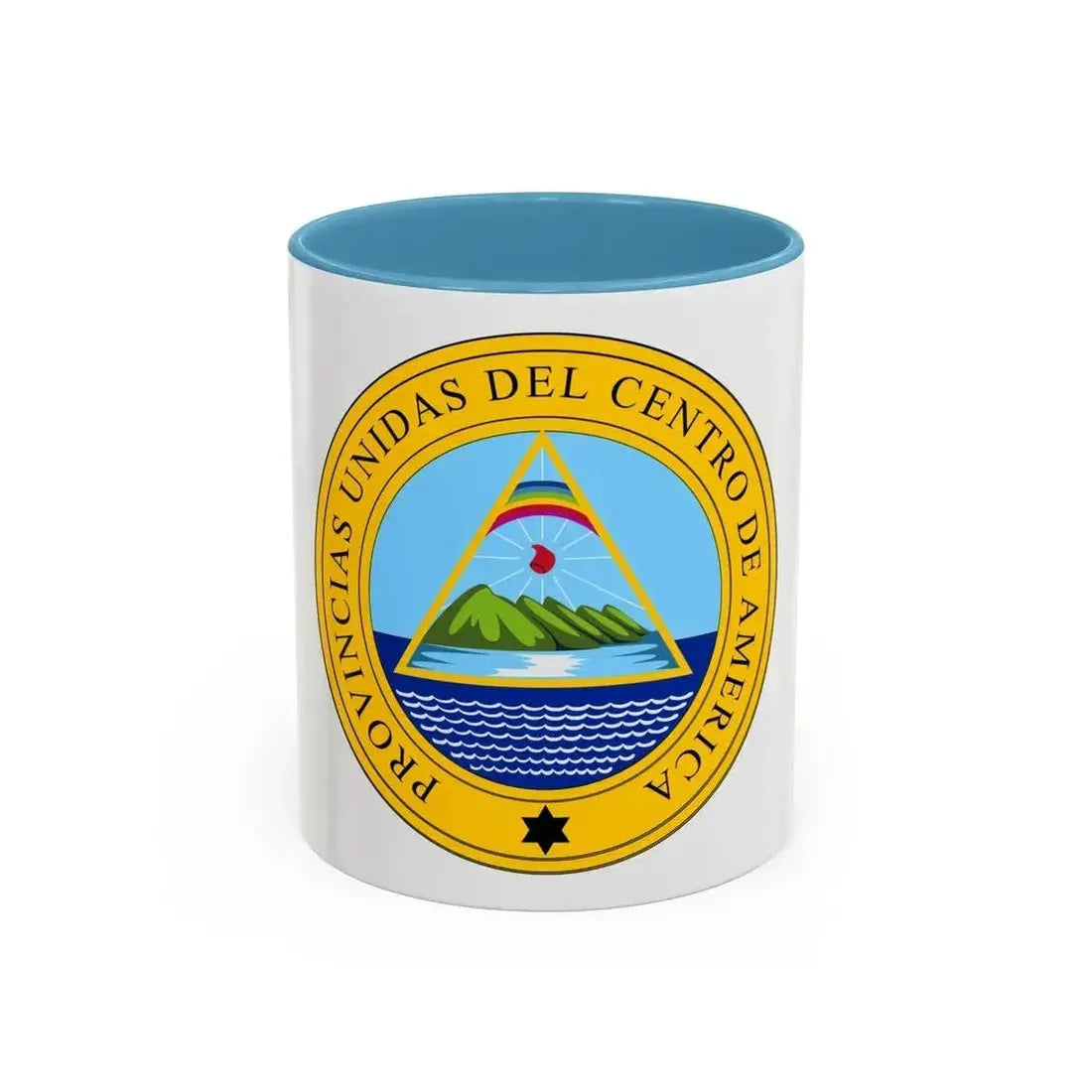 Coat of arms of the United Provinces of Central America - Accent Coffee Mug 11oz Light Blue - Go Mug Yourself