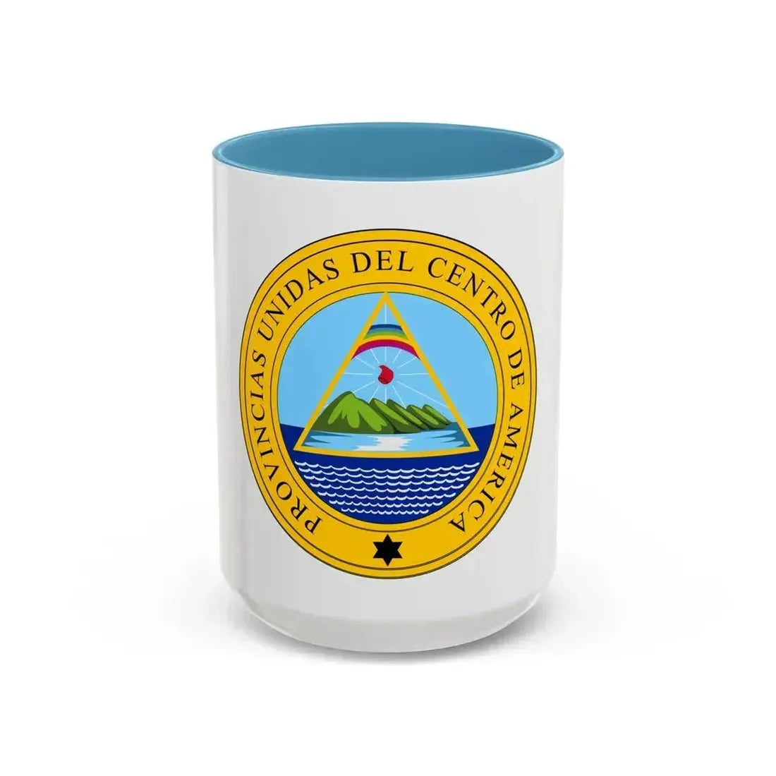Coat of arms of the United Provinces of Central America - Accent Coffee Mug 15oz Light Blue - Go Mug Yourself