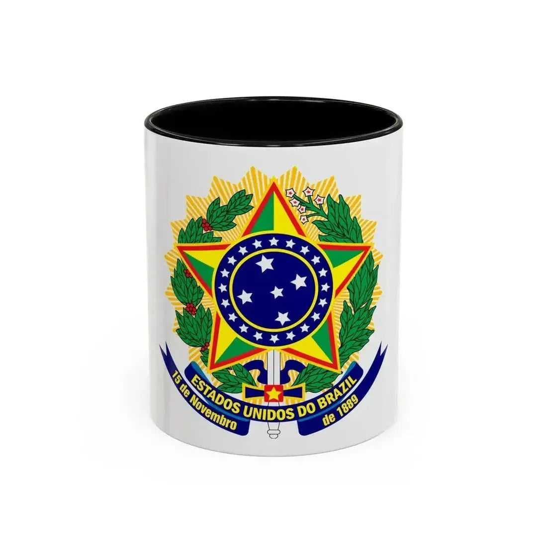 Coat of arms of the United States of Brazil - Accent Coffee Mug 11oz Black - Go Mug Yourself