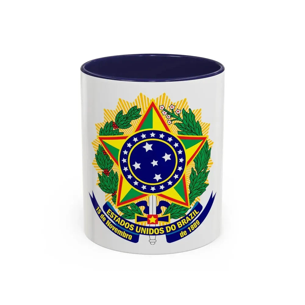 Coat of arms of the United States of Brazil - Accent Coffee Mug 11oz Navy - Go Mug Yourself