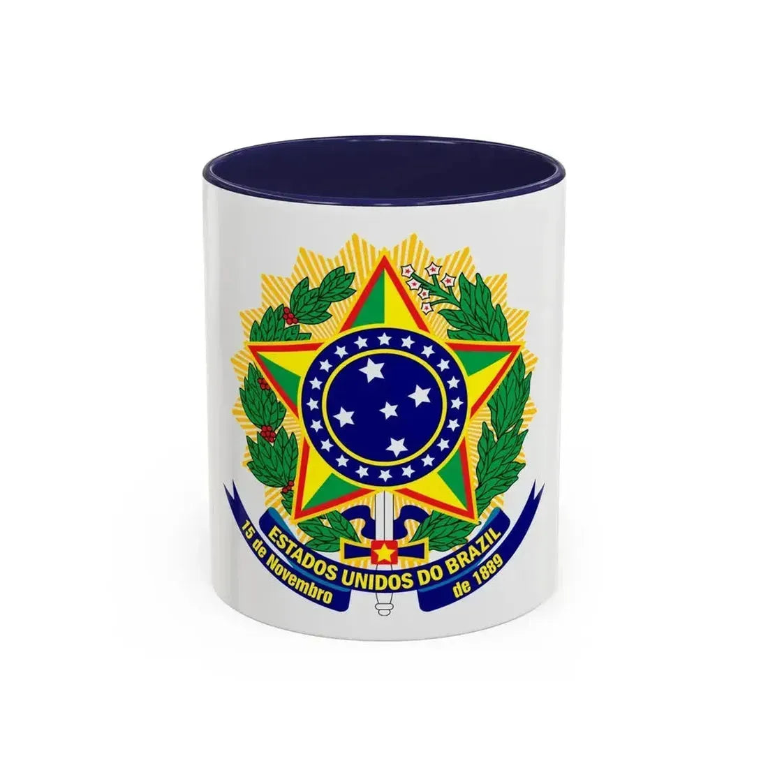 Coat of arms of the United States of Brazil - Accent Coffee Mug 11oz Navy - Go Mug Yourself