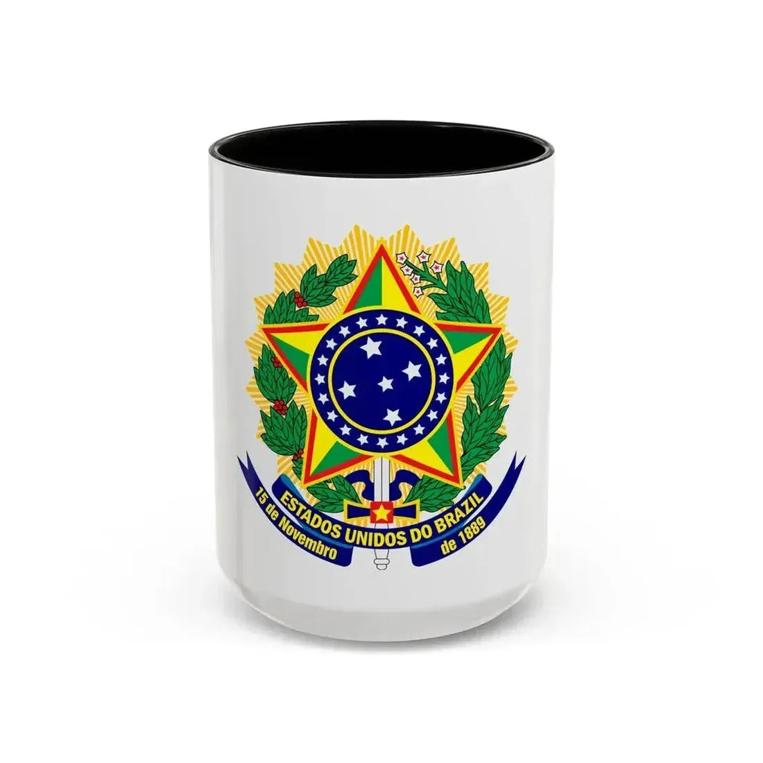 Coat of arms of the United States of Brazil - Accent Coffee Mug 15oz Black - Go Mug Yourself