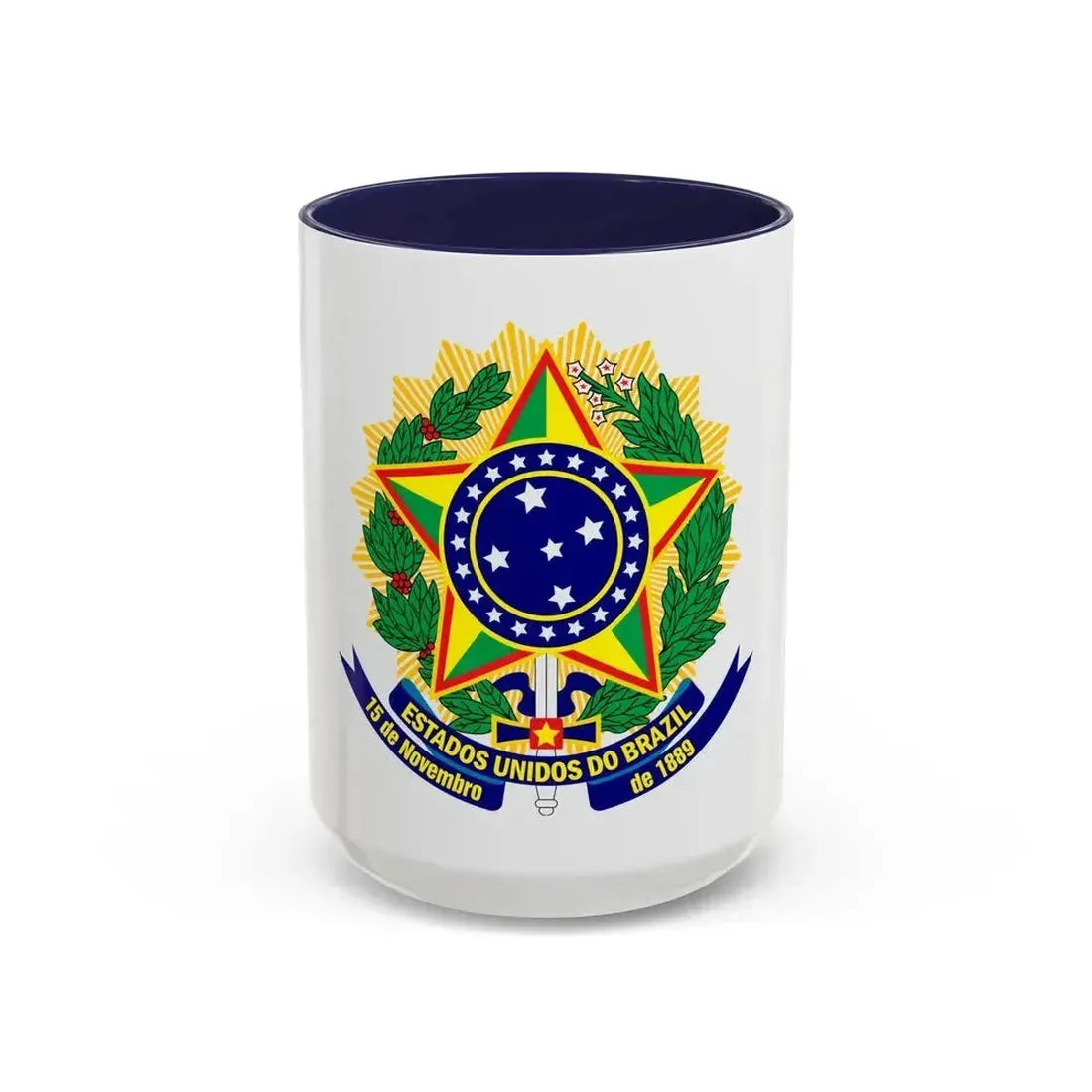 Coat of arms of the United States of Brazil - Accent Coffee Mug 15oz Navy - Go Mug Yourself