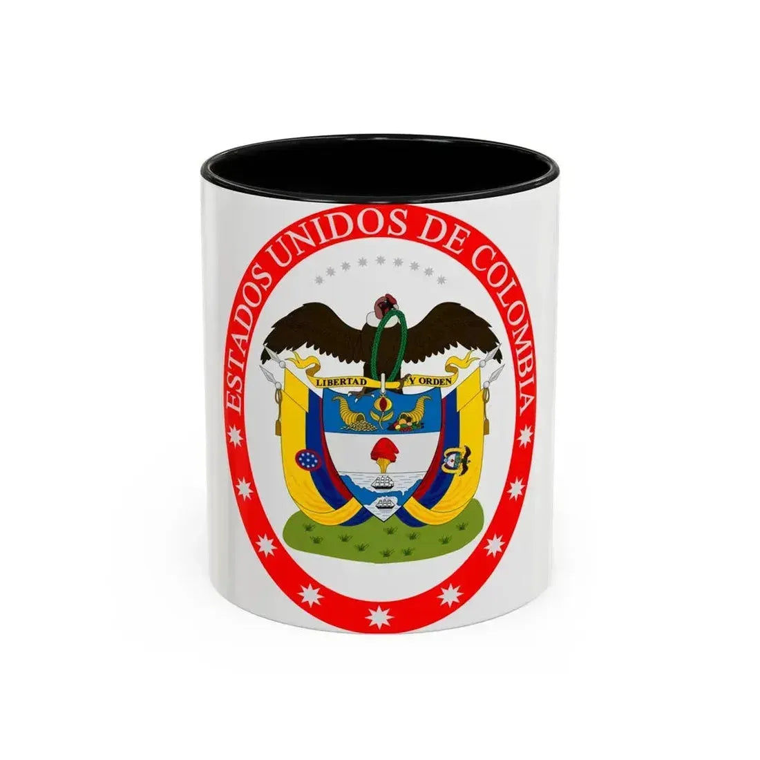 Coat of arms of the United States of Colombia - Accent Coffee Mug 11oz Black - Go Mug Yourself