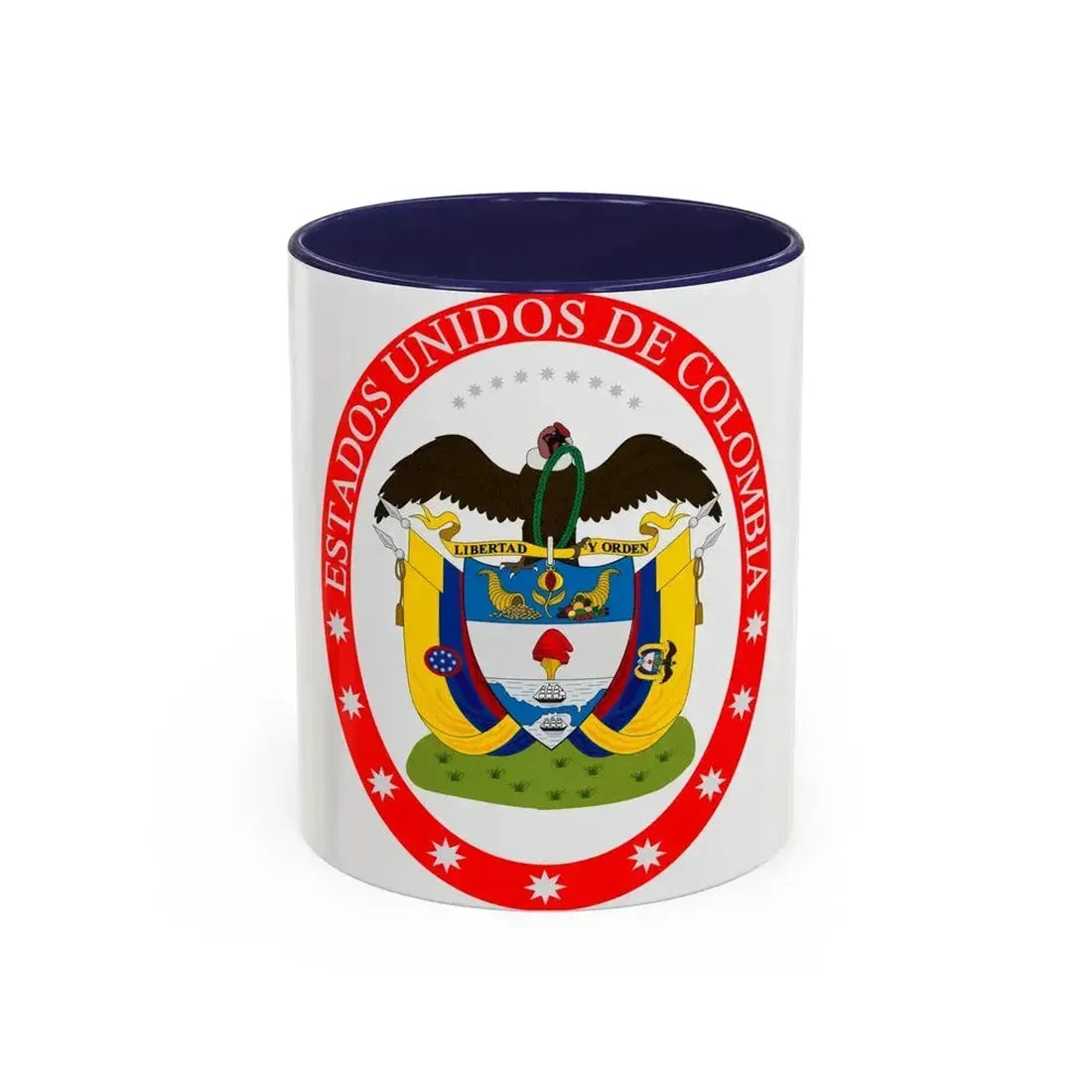 Coat of arms of the United States of Colombia - Accent Coffee Mug 11oz Navy - Go Mug Yourself