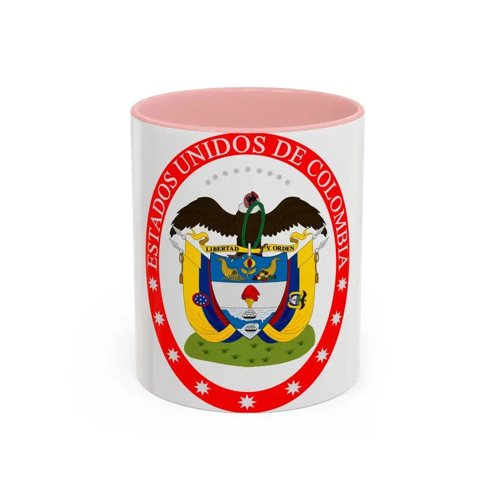 Coat of arms of the United States of Colombia - Accent Coffee Mug 11oz Pink - Go Mug Yourself