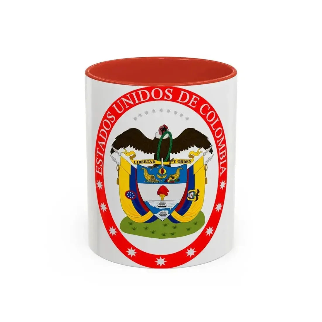 Coat of arms of the United States of Colombia - Accent Coffee Mug 11oz Red - Go Mug Yourself