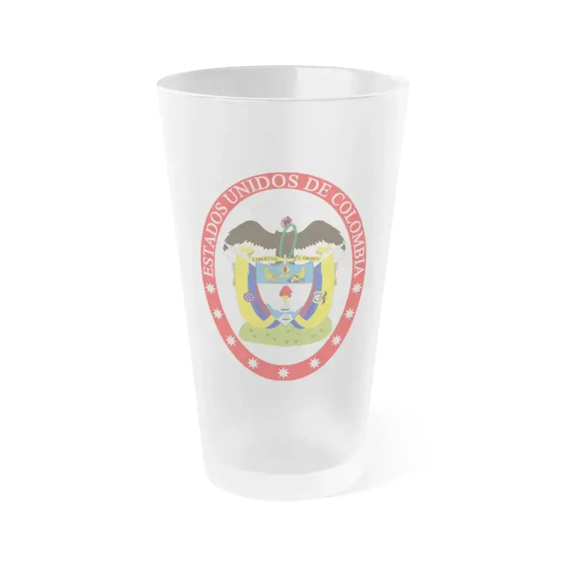 Coat of arms of the United States of Colombia - Frosted Pint Glass 16oz 16oz Frosted - Go Mug Yourself