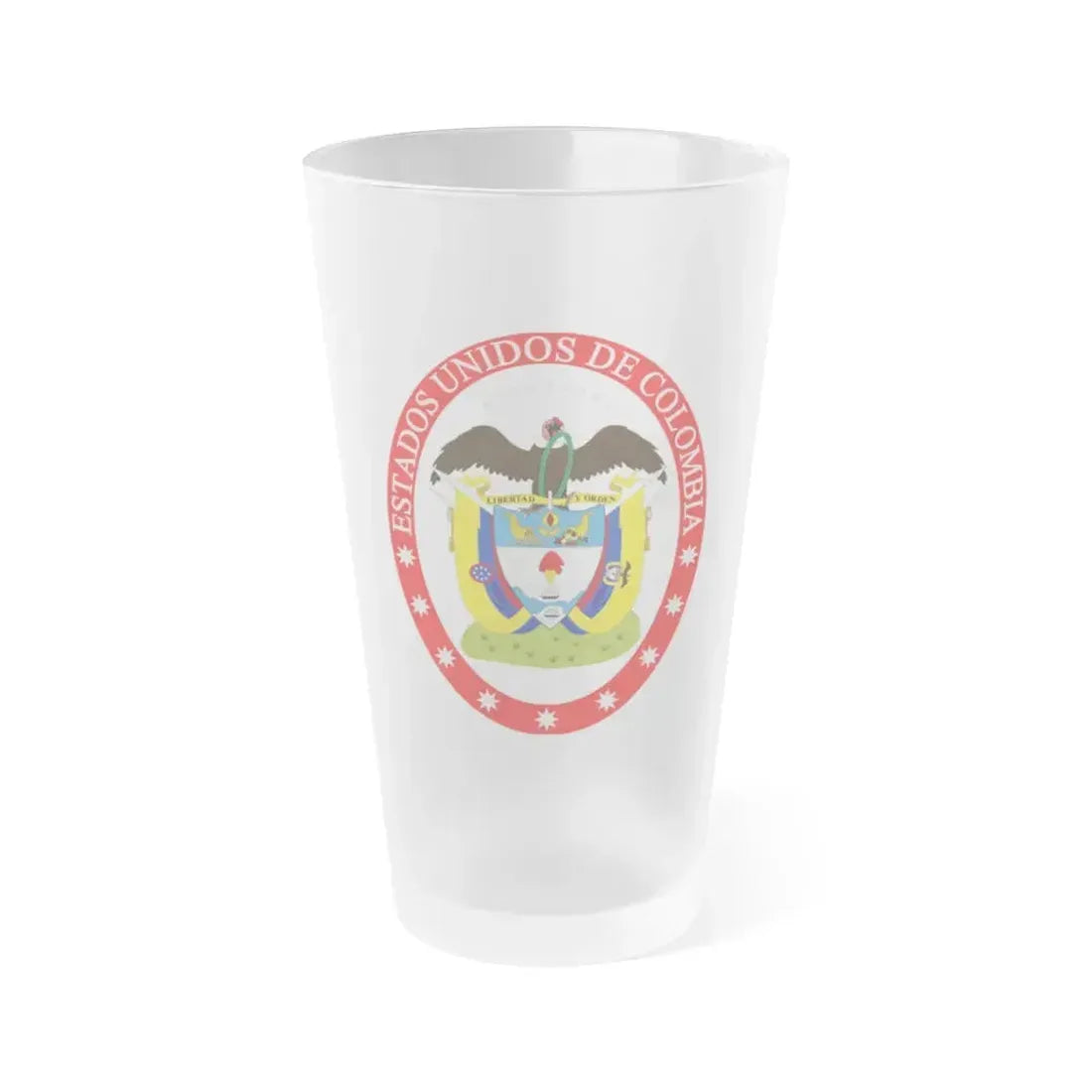 Coat of arms of the United States of Colombia - Frosted Pint Glass 16oz 16oz Frosted - Go Mug Yourself