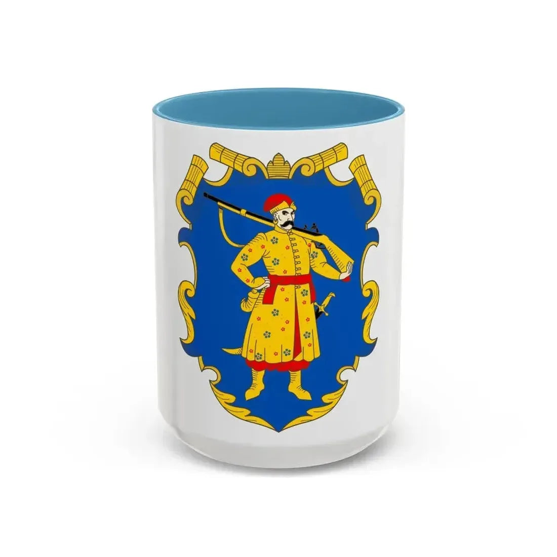 Coat of arms of the Zaporozhian Host - Accent Coffee Mug 15oz Light Blue - Go Mug Yourself