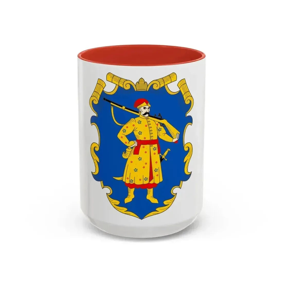 Coat of arms of the Zaporozhian Host - Accent Coffee Mug 15oz Red - Go Mug Yourself