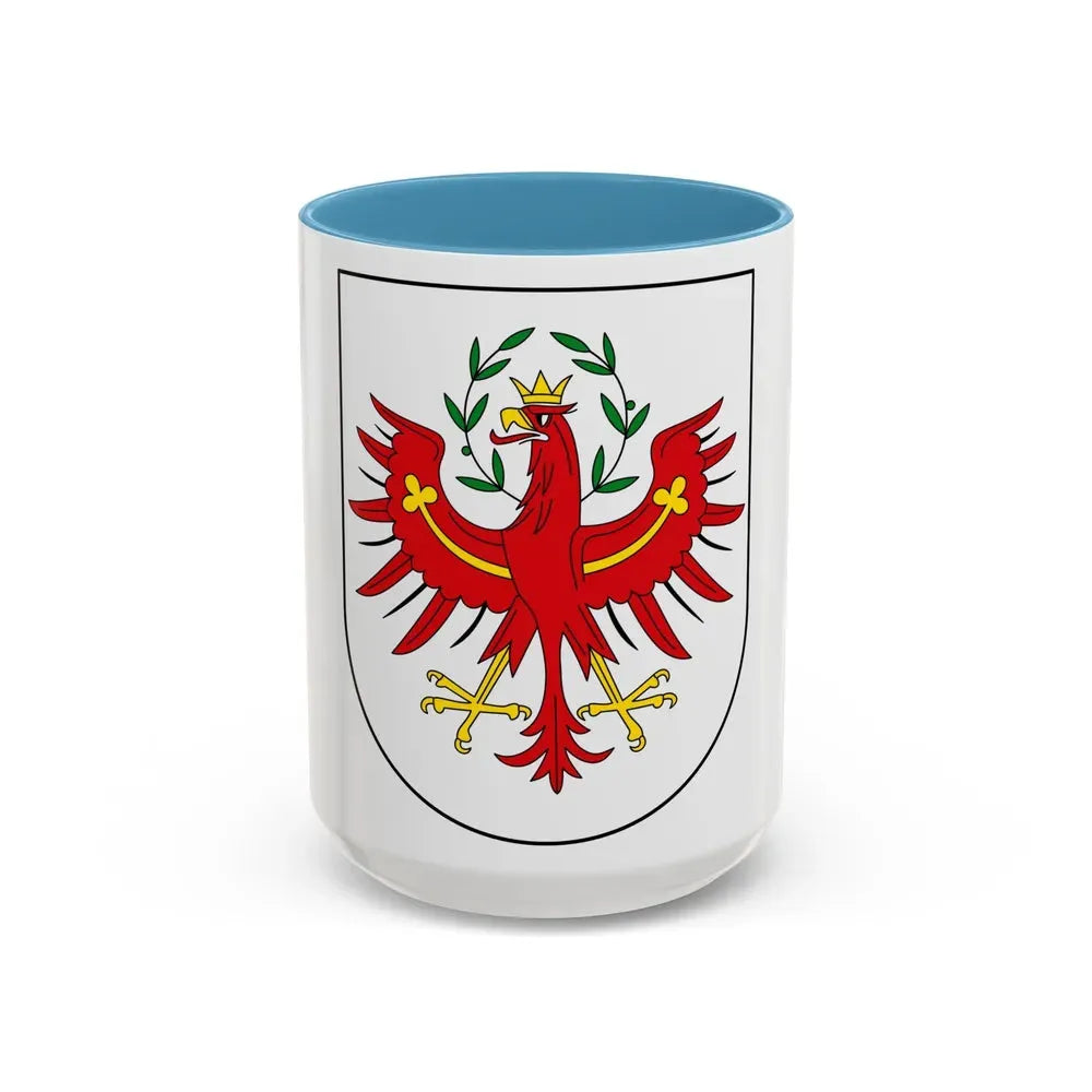 Coat of Arms of Tirol Austria - Accent Coffee Mug 15oz Light Blue - Go Mug Yourself