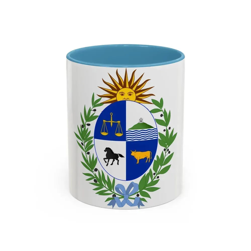 Coat of arms of Uruguay - Accent Coffee Mug 11oz Light Blue - Go Mug Yourself