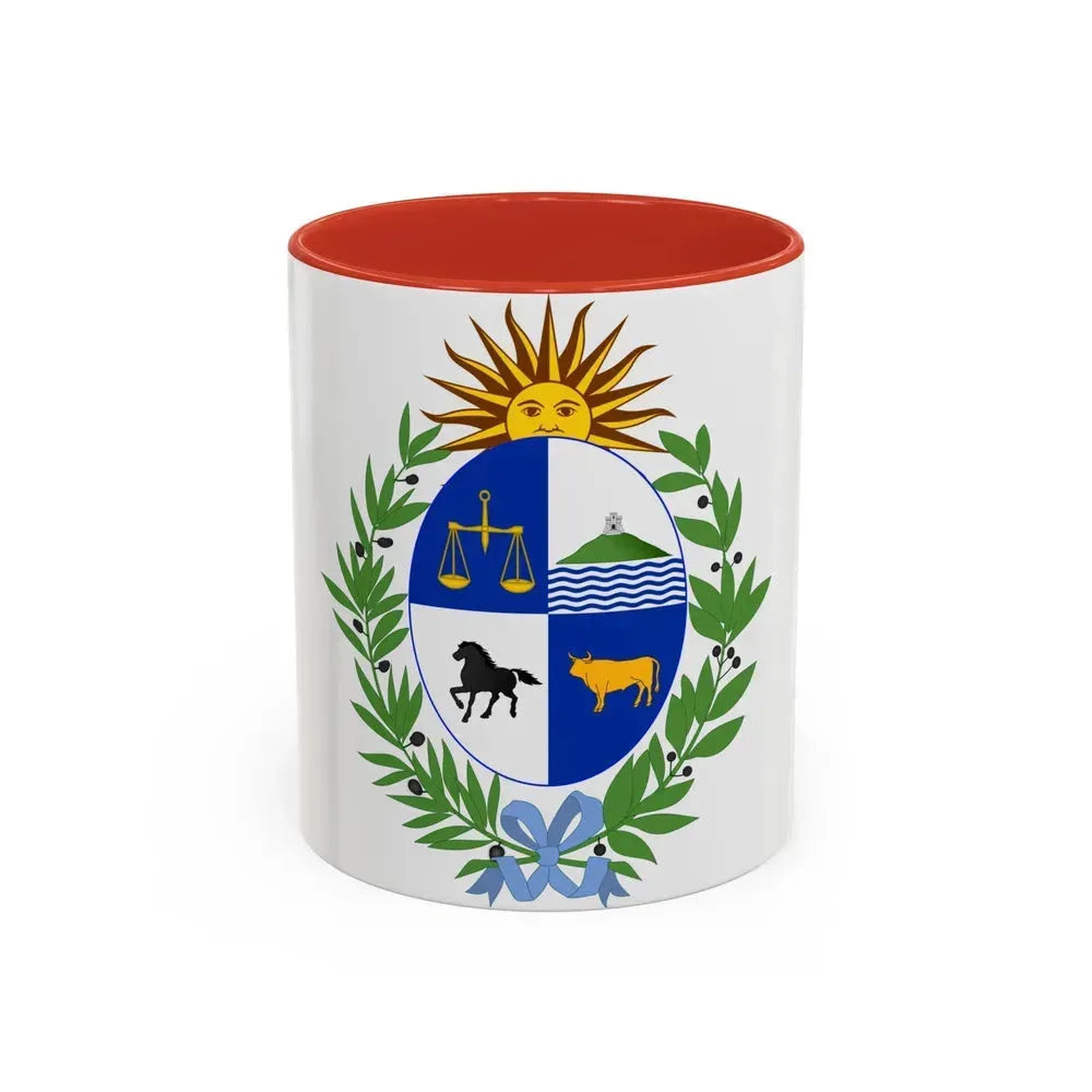 Coat of arms of Uruguay - Accent Coffee Mug 11oz Red - Go Mug Yourself