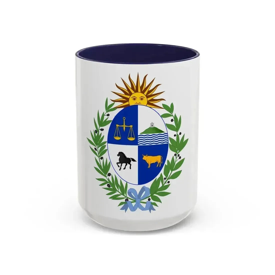 Coat of arms of Uruguay - Accent Coffee Mug 15oz Navy - Go Mug Yourself