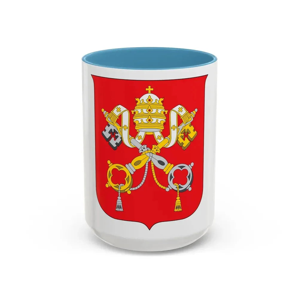 Coat of arms of Vatican City State - Accent Coffee Mug 15oz Light Blue - Go Mug Yourself