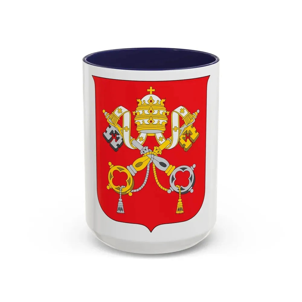 Coat of arms of Vatican City State - Accent Coffee Mug 15oz Navy - Go Mug Yourself