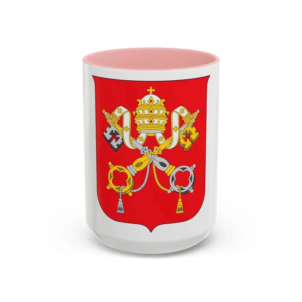 Coat of arms of Vatican City State - Accent Coffee Mug 15oz Pink - Go Mug Yourself