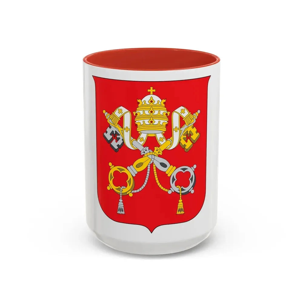 Coat of arms of Vatican City State - Accent Coffee Mug 15oz Red - Go Mug Yourself