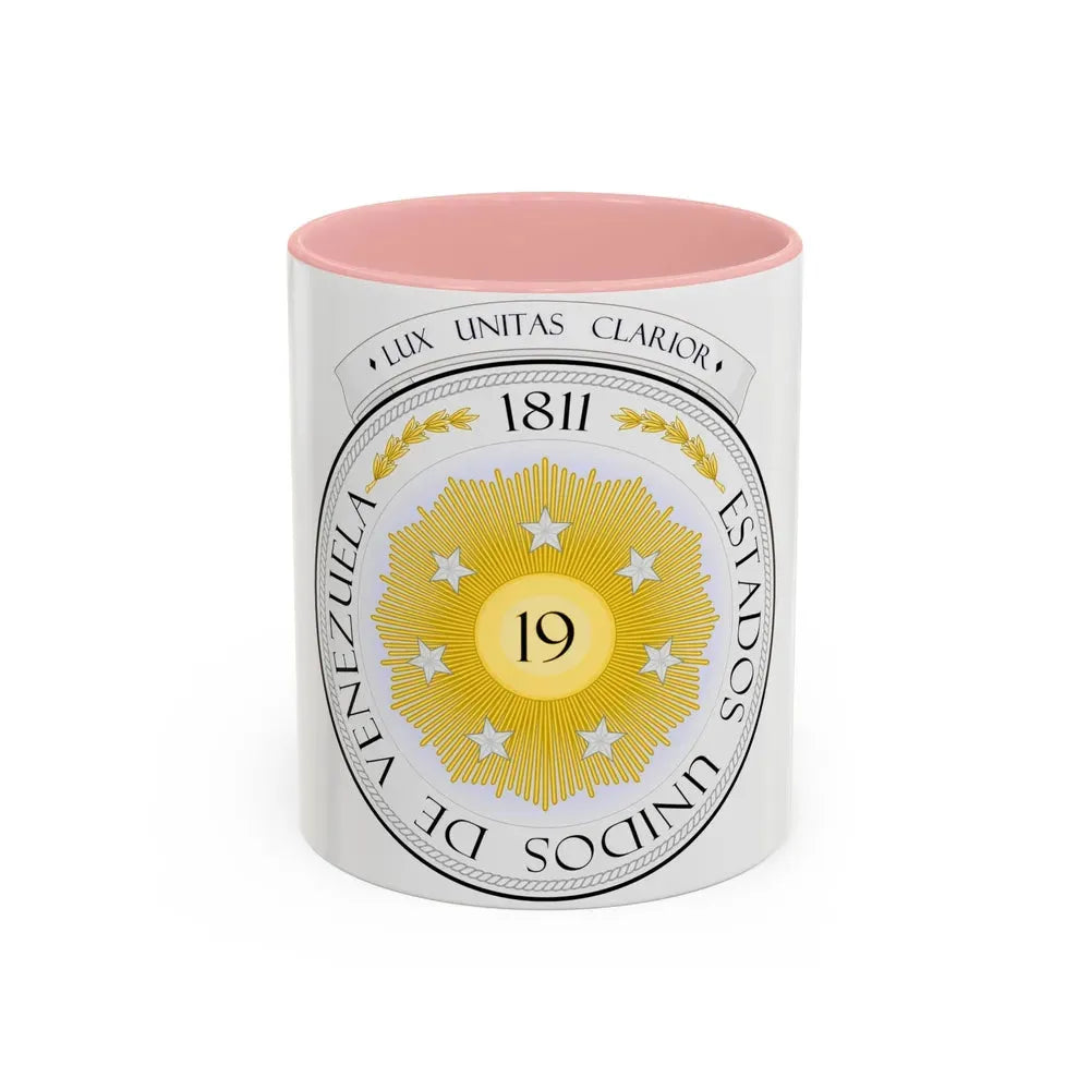 Coat of arms of Venezuela (1810) - Accent Coffee Mug 11oz Pink - Go Mug Yourself