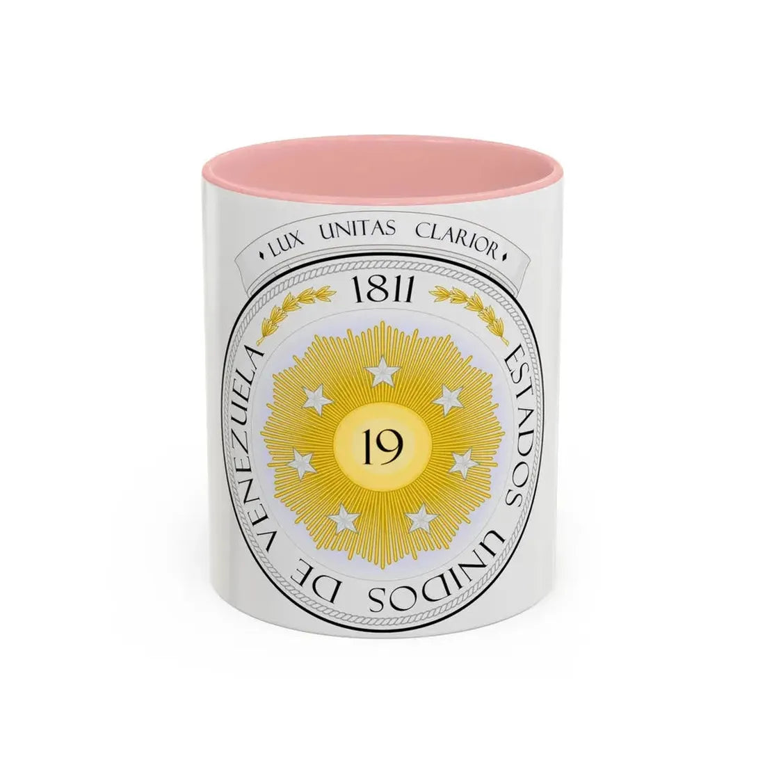 Coat of arms of Venezuela (1810) - Accent Coffee Mug 11oz Pink - Go Mug Yourself