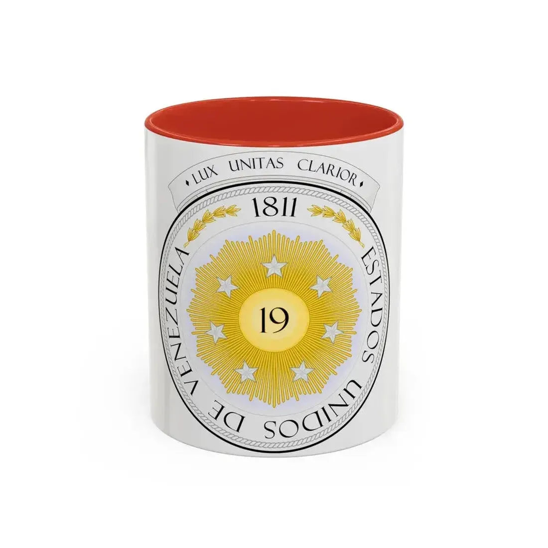 Coat of arms of Venezuela (1810) - Accent Coffee Mug 11oz Red - Go Mug Yourself