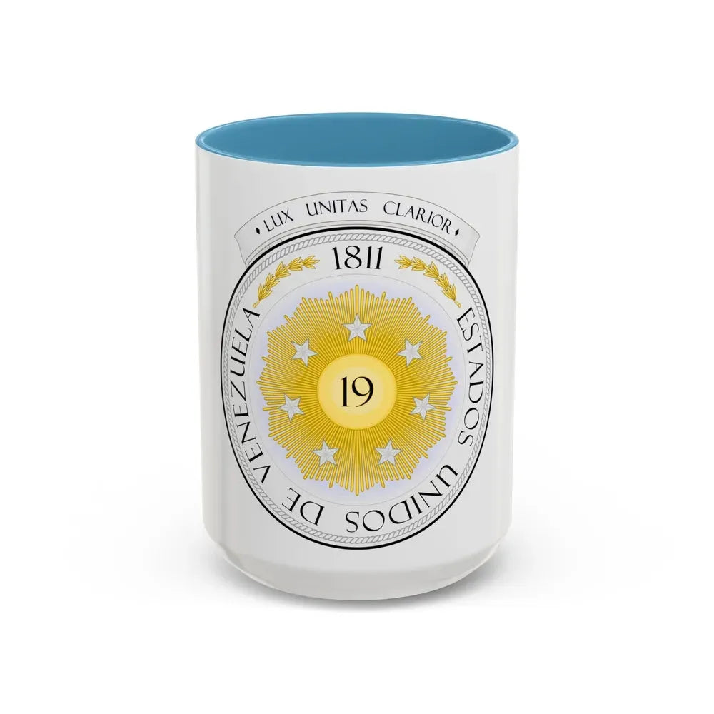 Coat of arms of Venezuela (1810) - Accent Coffee Mug 15oz Light Blue - Go Mug Yourself