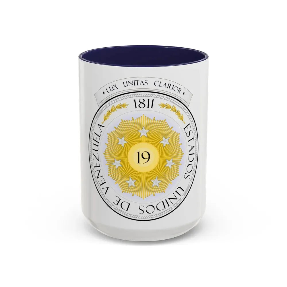 Coat of arms of Venezuela (1810) - Accent Coffee Mug 15oz Navy - Go Mug Yourself