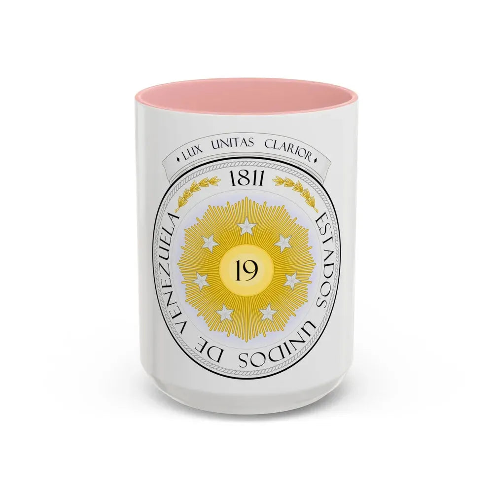 Coat of arms of Venezuela (1810) - Accent Coffee Mug 15oz Pink - Go Mug Yourself
