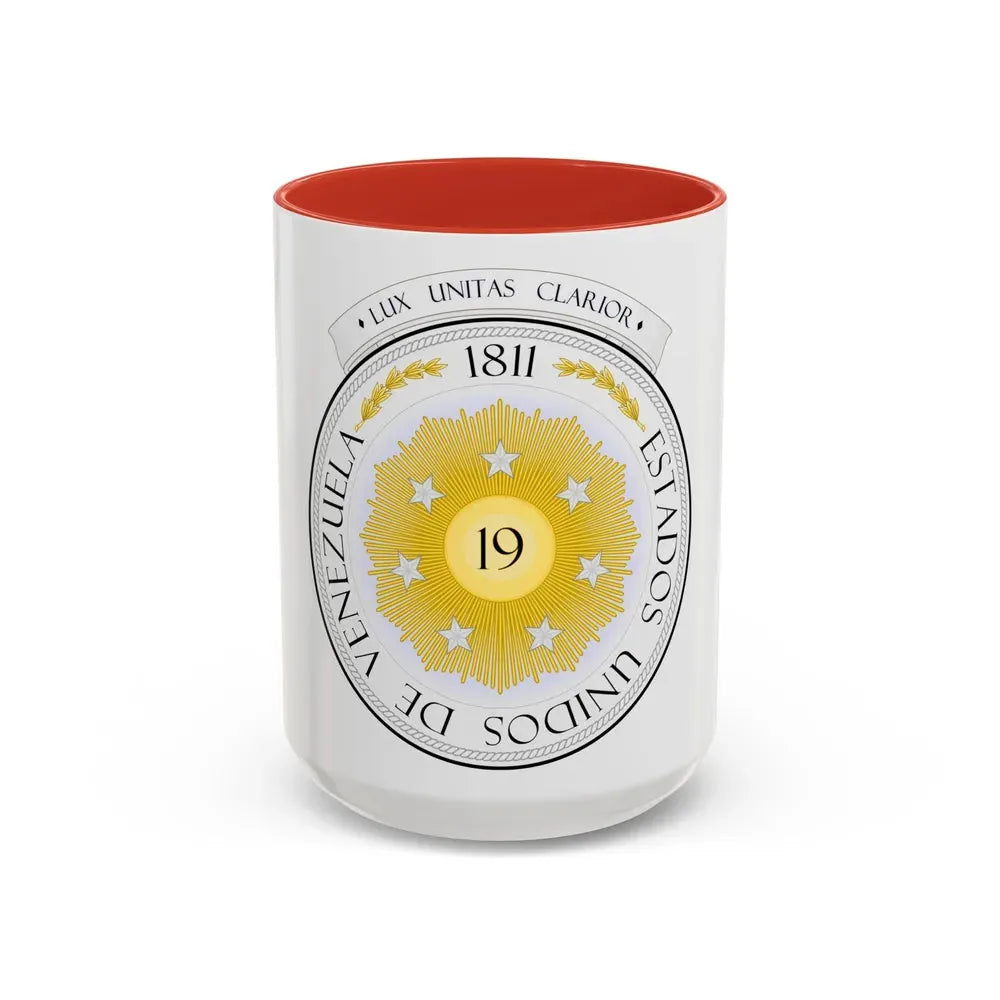 Coat of arms of Venezuela (1810) - Accent Coffee Mug 15oz Red - Go Mug Yourself