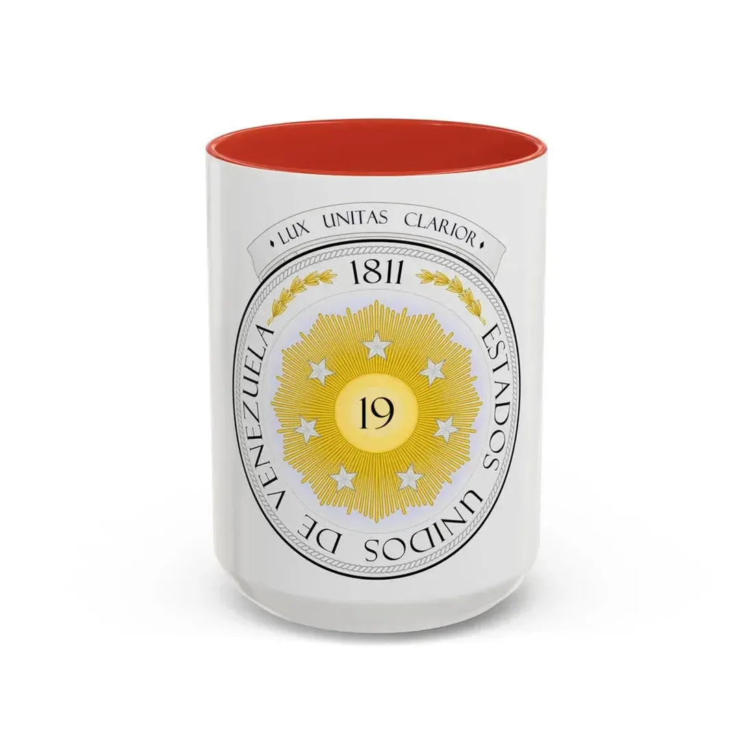 Coat of arms of Venezuela (1810) - Accent Coffee Mug 15oz Red - Go Mug Yourself