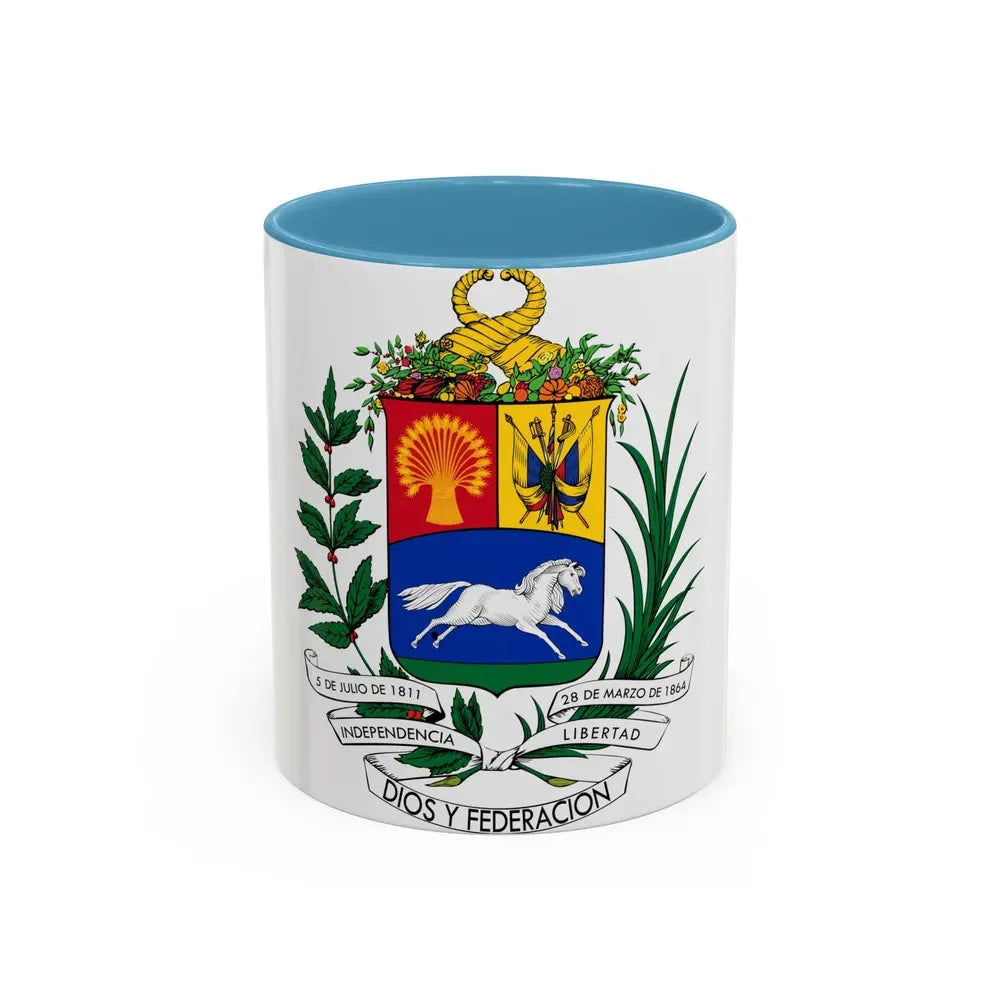 Coat of arms of Venezuela (1871) - Accent Coffee Mug 11oz Light Blue - Go Mug Yourself